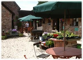 Cafe seating area around Harts Barn